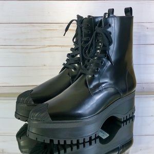NWT Schutz Emeline Black Leather Combat/Platform Boots